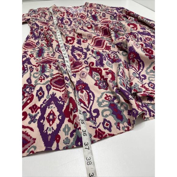 Beach Lunch Lounge Dress Geo Aztec Cottage Tiered Casual Festival Preppy Boho M - Picture 11 of 11